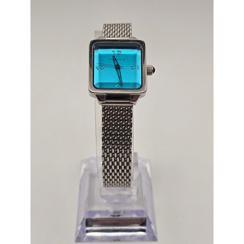 Vintage Android USA AD241 Square Stainless Steel Watch – Vibrant Aqua Blue Dial
